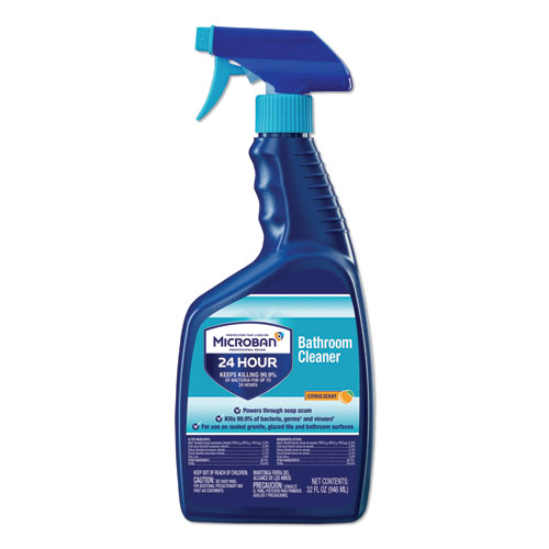 Image of 24-Hour Disinfectant Bathroom Cleaner, Citrus, 32 oz Spray Bottle, 6/Carton
