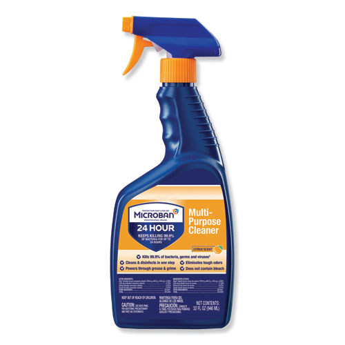 Image of 24-Hour Disinfectant Multipurpose Cleaner, Citrus, 32 oz Spray Bottle