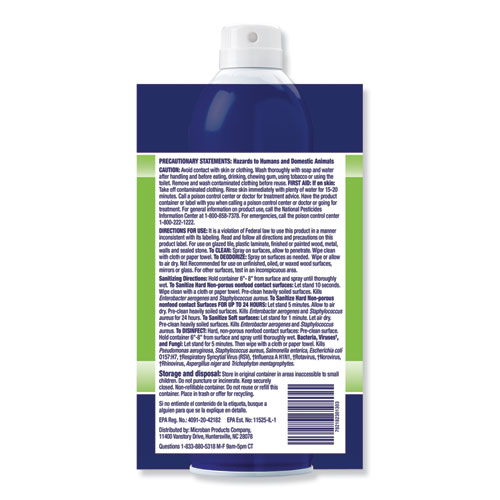 Image of Microban® 24-Hour Disinfectant Sanitizing Spray, Citrus, 15 Oz Aerosol Spray, 6/Carton