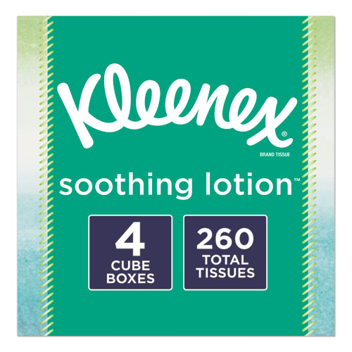 Kleenex® Lotion Facial Tissue, 2-Ply, White, 65 Sheets/Box, 4 Boxes/Pack