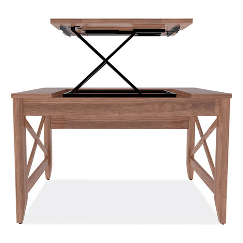Sit-to-Stand Table Desk, 47.25 x 23.63 x 29.5 to 43.75, Modern Walnut
