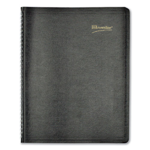 Image of Brownline® Essential Collection Weekly Appointment Book In Columnar Format, 11 X 8.5, Black Cover, 12-Month (Jan To Dec): 2024