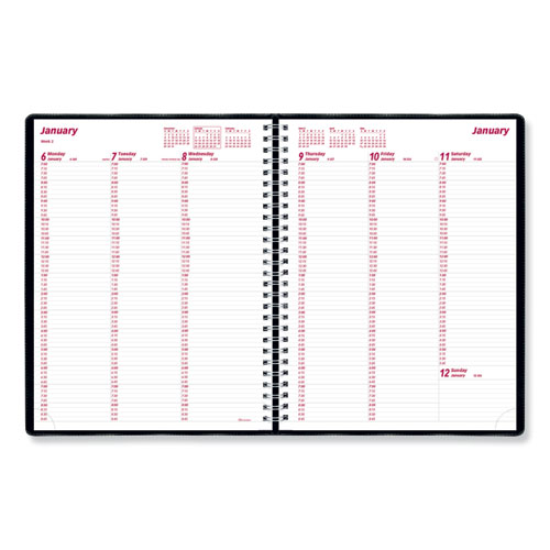 Image of Brownline® Essential Collection Weekly Appointment Book In Columnar Format, 11 X 8.5, Black Cover, 12-Month (Jan To Dec): 2024
