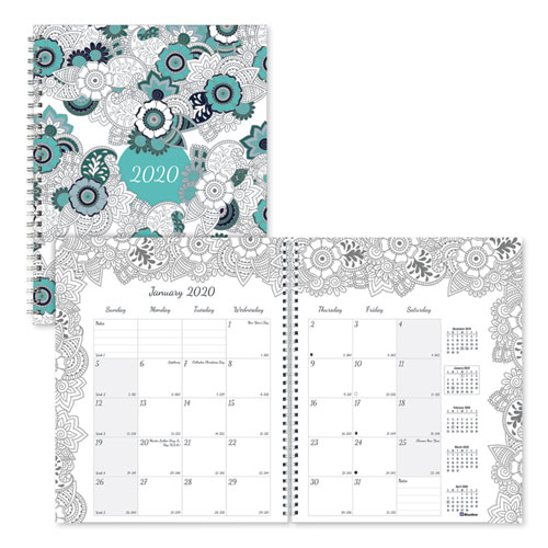 DOODLEPLAN MONTHLY PLANNER, 8 7/8 X 7 1/8, COLORING PAGES, 2020