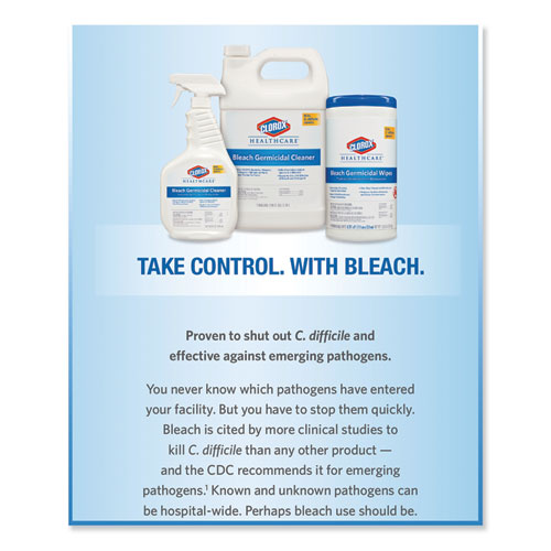 Bleach Germicidal Wipes, 6 x 5, Unscented, 150/Canister
