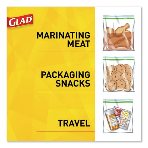 Image of Glad® Fold-Top Sandwich Bags, 6.5" X 5.5", Clear, 180/Box, 12 Boxes/Carton