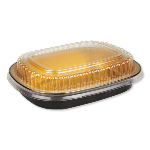 Image of Aluminum Closeable Containers, 23 oz, 6.25 x 1.25 x 4.38, Black/Gold, 100/Carton