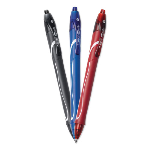 Image of Bic® Gel-Ocity Quick Dry Gel Pen, Retractable, Fine 0.7 Mm, Three Assorted Ink And Barrel Colors, Dozen