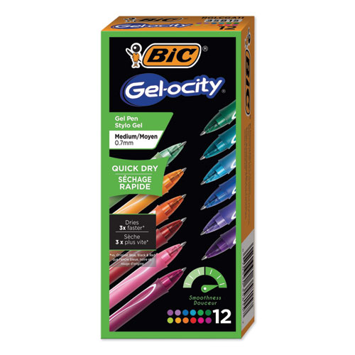 Gel-ocity Quick Dry Retractable Gel Pen, 0.7mm, Assorted Ink/Barrel, Dozen