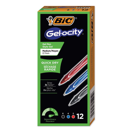 Gel-ocity Quick Dry Retractable Gel Pen, 0.7mm, Assorted Ink/Barrel, Dozen