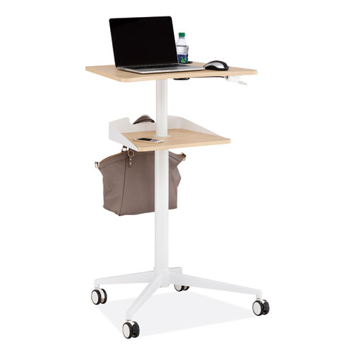 Image of Safco® Vum Mobile Workstation, 25.25" X 19.75" X 35.5" To 47.75", Natural/White, Ships In 1-3 Business Days