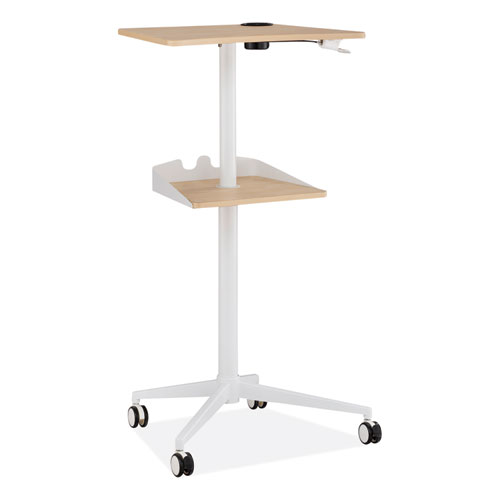 VUM Mobile Workstation, 25.25" x 19.75" x 35.5" to 47.75", Natural/White, Ships in 1-3 Business Days