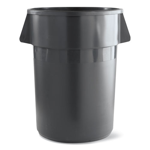 Round Waste Receptacle, Lldpe, 32 Gal, Gray