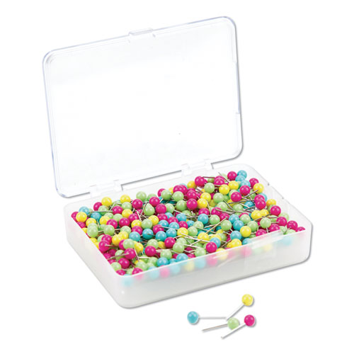 Map Push Pins, Plastic, Assorted, 1/2, 300/Pack