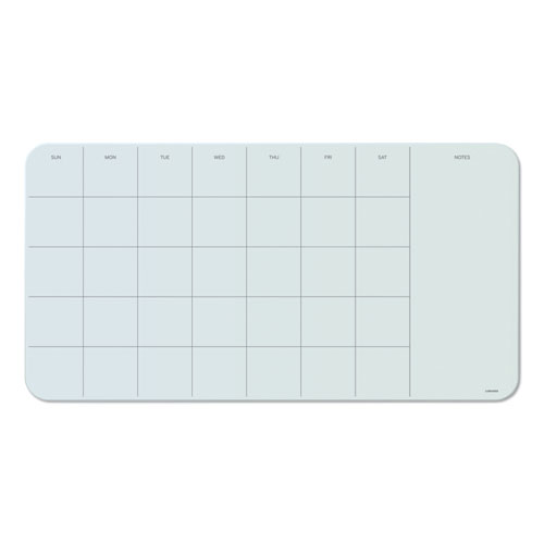 Cubicle Glass Dry Erase Board, Undated One Month, 23 x 12, White Surface