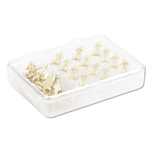 Fashion Push Pins, Steel, Gold, 0.38", 36/Pack