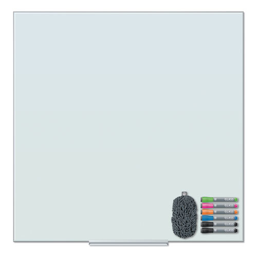 U Brands Floating Glass Dry Erase Board, 35 X 35, White