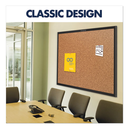 Image of Quartet® Classic Series Cork Bulletin Board, 36 X 24, Tan Surface, Black Aluminum Frame