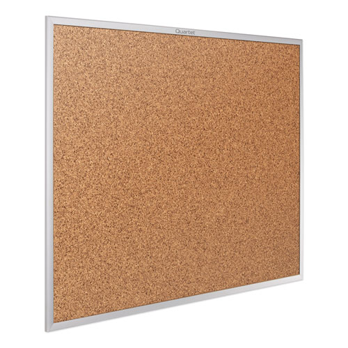 Image of Quartet® Classic Series Cork Bulletin Board, 24 X 18, Tan Surface, Silver Aluminum Frame