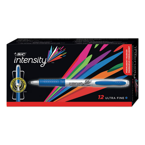 Image of  Intensity Ultra Fine Tip Permanent Marker, Extra-Fine Needle Tip, Deep Sea Blue, Dozen