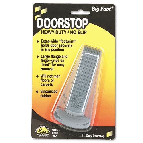 Master Caster® Big Foot Doorstop, No Slip Rubber Wedge, 2 1/4w x 4 3/4d x 1 1/4h, Gray