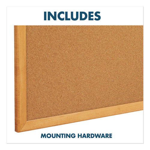 Bulletin/Dry-Erase Board, Melamine/Cork, 48 x 36, White/Brown, Oak Finish Frame