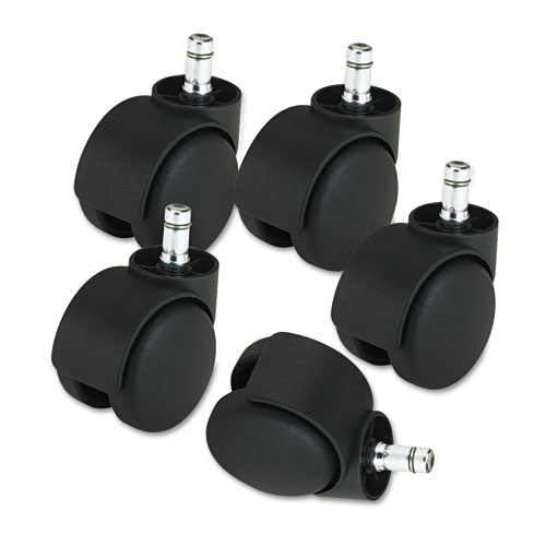 Image of Deluxe Futura Casters, Flush Mount, Grip Ring Type B and Type K Stems, 2.19" Soft Polyurethane Wheel, Matte Black, 5/Set