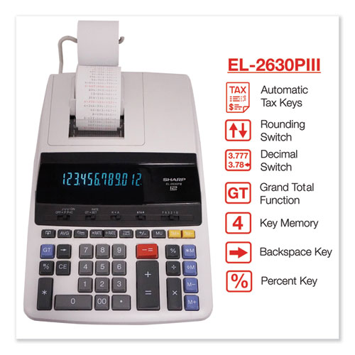 EL2630PIII Two-Color Printing Calculator, Black/Red Print, 4.8 Lines/Sec