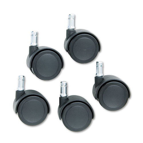 Image of Safety Casters, Standard Neck, Grip Ring Type B Stem, 2" Soft Polyurethane Wheel, Matte Black, 5/Set