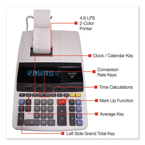 Image of EL2630PIII Two-Color Printing Calculator, Black/Red Print, 4.8 Lines/Sec