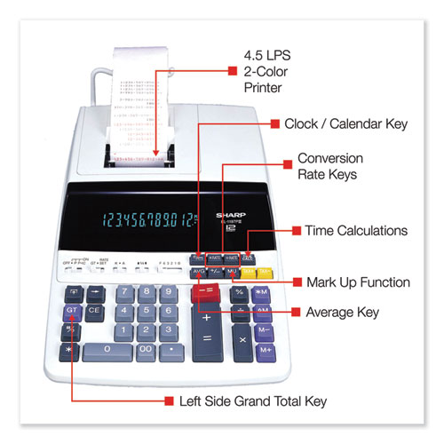 EL1197PIII Two-Color Printing Desktop Calculator, Black/Red Print, 4.5 Lines/Sec