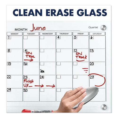 Image of Quartet® Infinity Magnetic Glass Calendar Board, One Month, 48 X 36, White Surface