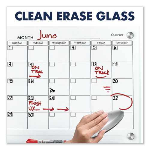 Image of Quartet® Infinity Magnetic Glass Calendar Board, One Month, 36 X 24, White Surface