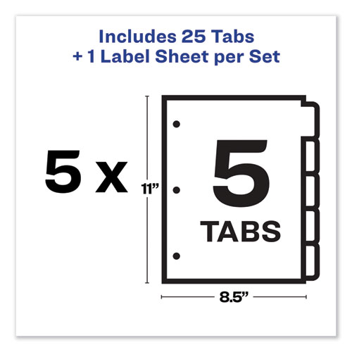 Image of Print and Apply Index Maker Clear Label Dividers, 5-Tab, Color Tabs, 11 x 8.5, White, Traditional Color Tabs, 5 Sets