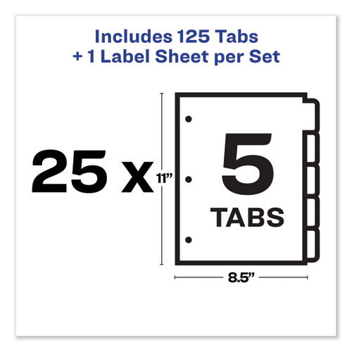 Image of Avery® Print And Apply Index Maker Clear Label Dividers, 5-Tab, Color Tabs, 11 X 8.5, White, Contemporary Color Tabs, 25 Sets