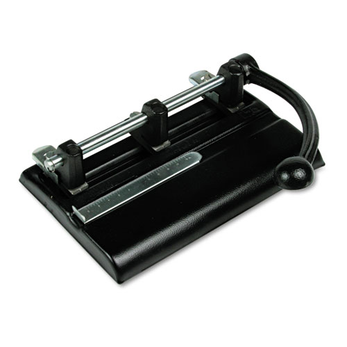 40-Sheet High-Capacity Lever Action Adjustable Two- to Seven-Hole Punch, 13/32" Holes, Black