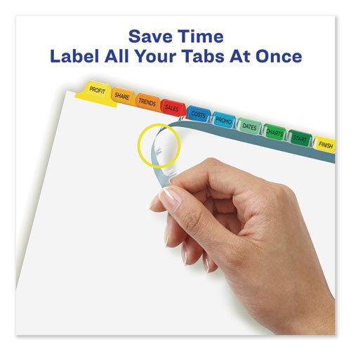 Image of Avery® Print And Apply Index Maker Clear Label Dividers, 12-Tab, Color Tabs, 11 X 8.5, White, 5 Sets