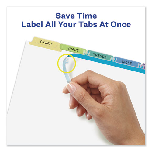 Image of Print and Apply Index Maker Clear Label Dividers, 5-Tab, Color Tabs, 11 x 8.5, White, Contemporary Color Tabs, 5 Sets