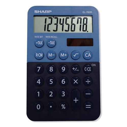 Sharp® EL-760RBBL Handheld Calculator, 8-Digit LCD