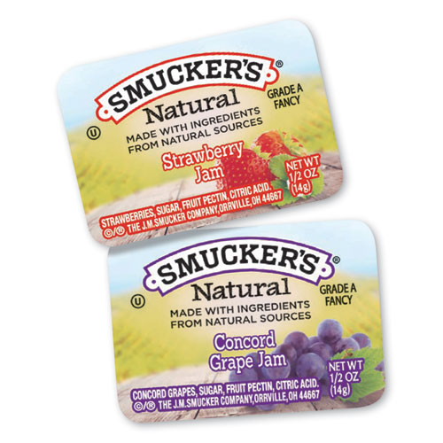 Smuckers 1/2 Ounce Natural Jam, 0.5 oz Container, Grape Strawberry, 200/Carton