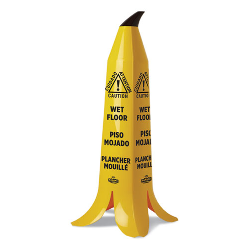 Banana Wet Floor Cones, 14.25 x 14.25 x 36.75, Yellow/Brown/Black