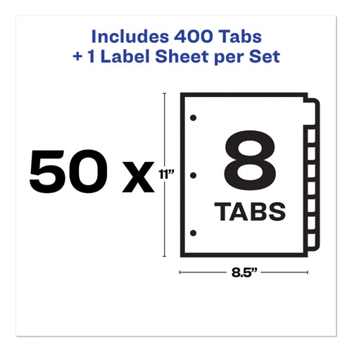 Print and Apply Index Maker Clear Label Dividers, 8 White Tabs, Letter, 50 Sets