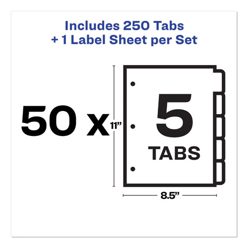 Image of Avery® Print And Apply Index Maker Clear Label Dividers, 5-Tab, White Tabs, 11 X 8.5, White, 50 Sets