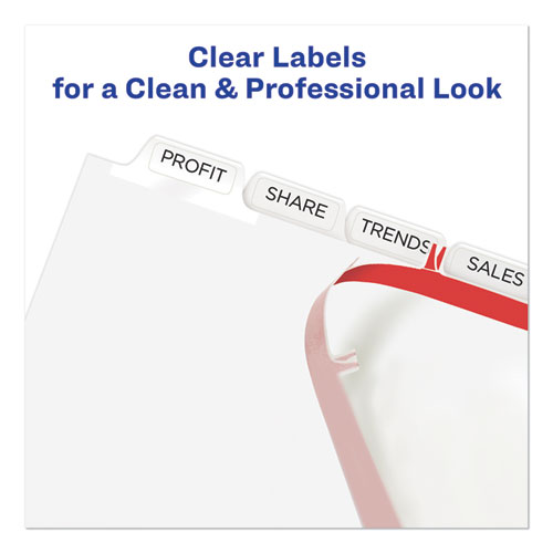 PRINT AND APPLY INDEX MAKER CLEAR LABEL UNPUNCHED DIVIDERS WITH PRINTABLE LABEL STRIP, 8-TAB, 11 X 8.5, CLEAR, 5 SETS