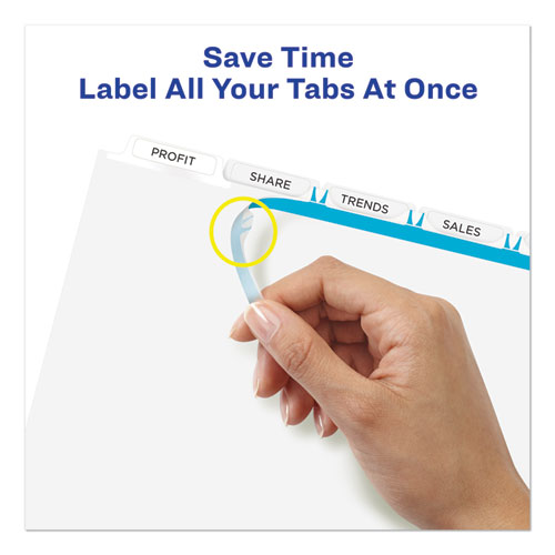Image of Avery® Print And Apply Index Maker Clear Label Dividers, 5-Tab, White Tabs, 11 X 8.5, White, 50 Sets