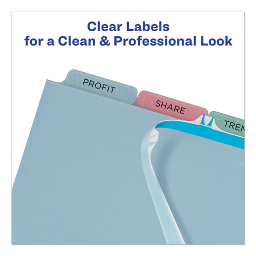 PRINT AND APPLY INDEX MAKER CLEAR LABEL PLASTIC DIVIDERS WITH PRINTABLE LABEL STRIP, 5-TAB, 11 X 8.5, TRANSLUCENT, 1 SET
