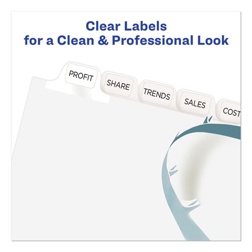 Image of Print and Apply Index Maker Clear Label Dividers, 12-Tab, White Tabs, 11 x 8.5, White, 5 Sets