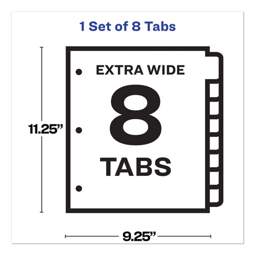 Image of Print and Apply Index Maker Clear Label Dividers, Extra Wide Tab, 8-Tab, 11.25 x 9.25, White, 1 Set