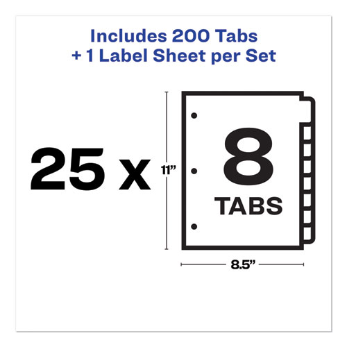 Image of Print and Apply Index Maker Clear Label Dividers, 8-Tab, 11 x 8.5, White, 25 Sets