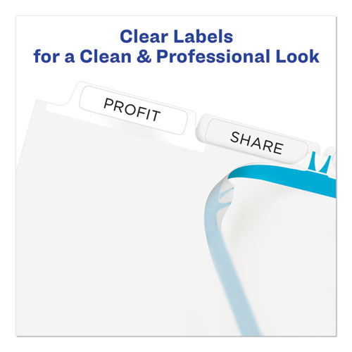 Image of Print and Apply Index Maker Clear Label Dividers, Extra Wide Tab, 5-Tab, White Tabs, 11.25 x 9.25, White, 1 Set
